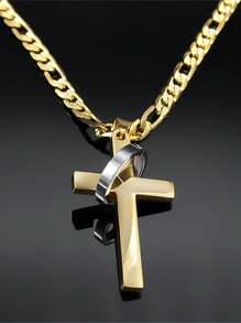 Vòng cổ mặt dây chuyền thánh giá chữ cái tiếng Tây Ban Nha cho nam bằng thép không gỉ màu vàng cầu nguyện cho Cơ đốc giáo - vòng cổ - Xem 4