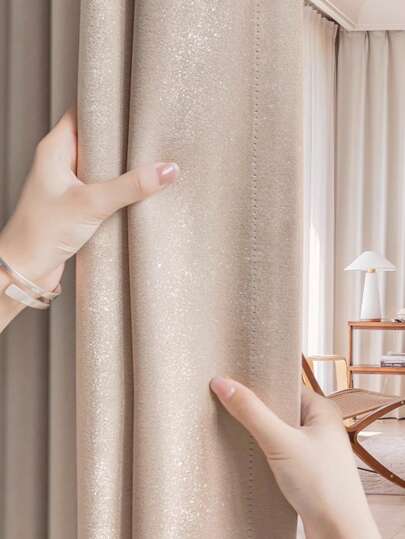 1pc Sparkly, Sheer, Blackout Curtain, Chic, Thick, Sun-Shielding, Light-Blocking, Luxurious, Modern, Suitable For Bedroom, Living Room, Holiday Decor, 4 Seasons Use