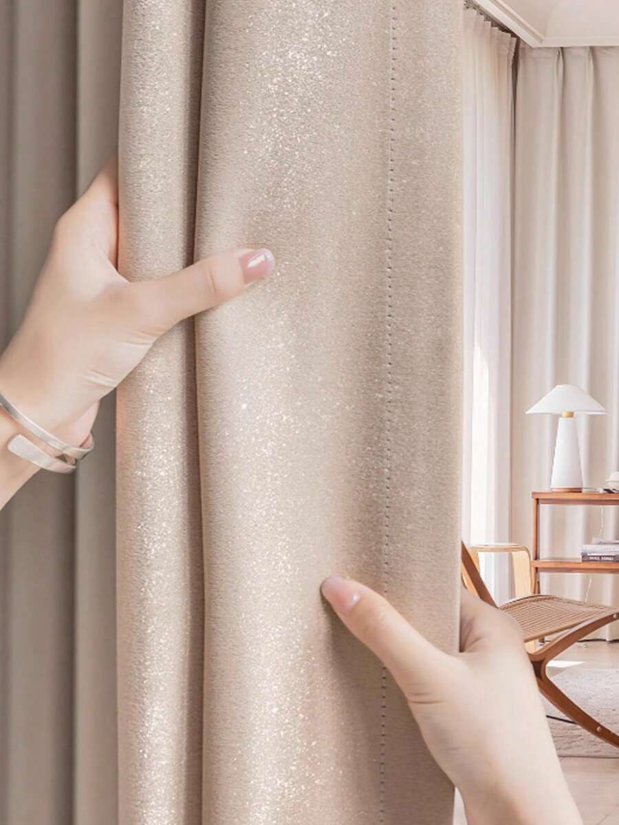 1pc Sparkly, Sheer, Blackout Curtain, Chic, Thick, Sun-Shielding, Light-Blocking, Luxurious, Modern, Suitable For Bedroom, Living Room, Holiday Decor, 4 Seasons Use