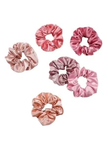 12pcs Women Pink Khaki Solid Casual Scrunchie For Daily Life Scrunchies Hair Ties Scrunchy Hair Ties