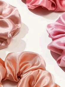 12pcs Women Pink Khaki Solid Casual Scrunchie For Daily Life Scrunchies Hair Ties Scrunchy Hair Ties