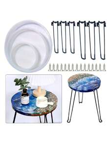 1pc Extra Large Resin Table Mold, 7-14 Inch Round Silicone Epoxy Resin Mold, Suitable For River Table, DIY Crafts, Cutting Board, Desktop Decor - White - View 1