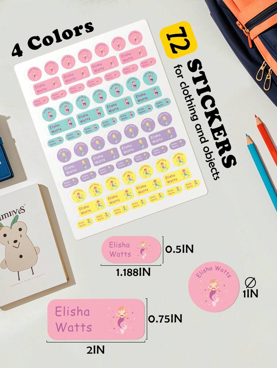 1pc Custom Kids Name Sticker, Custom Text Label, Custom Children