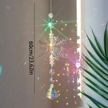 1 件装圣诞节热销彩色雪花水晶太阳捕手冰柱吊坠窗户圣诞树装饰 - 彩色 - 查看 2