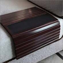 1 pieza Bandeja para apoyabrazos de sofá, soporte portátil para tazas de la bandeja del apoyabrazos del sofá para bocadillos, bebidas y control remoto, regalo de Navidad - Marrón - Ver 6