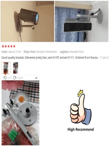 ThundeaL 1 件 TD90 HY300 21 厘米投影仪天花板和墙壁安装支架，银色/黑色