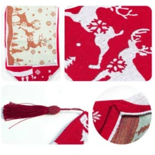 1 件红色背景白色驯鹿圣诞装饰，织物驯鹿印花桌旗 11.8 英寸 X 78.7 英寸圣诞桌饰 - 彩色 - 查看 7