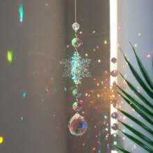 1 件装圣诞节热销彩色雪花水晶太阳捕手冰柱吊坠窗户圣诞树装饰 - 彩色 - 查看 9