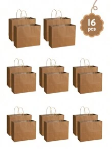 12 个牛皮纸礼品袋，大尺寸纸袋，适用于食品、烘焙、外卖、鞋子、服装、礼品和购物 - 彩色 - 查看 10