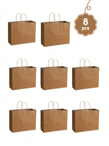 12 个牛皮纸礼品袋，大尺寸纸袋，适用于食品、烘焙、外卖、鞋子、服装、礼品和购物 - 彩色 - 查看 8