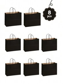12 个牛皮纸礼品袋，大尺寸纸袋，适用于食品、烘焙、外卖、鞋子、服装、礼品和购物 - 彩色 - 查看 9