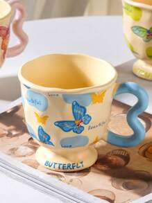 1pc Lovely Dream Multicolor Butterfly Tall Mug Milk Juice Coffee Water Home Office Holiday Gift Christmas Capacity 400ML Back To School