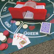 Recula Barajador Automático de Cartas,Repartidor de Cartas Automatico de póquer,2 Barajas Barajador para Cartas Automático,Evitar el engaño,Adecuado para reuniones Familiares, Casinos, Clubes. - Rojo - Ver 2