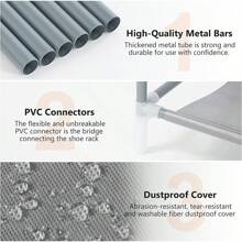 1 estante de zapatos portátil simple de 6 capas con protección contra el polvo y la humedad, tejido familiar, soporte metálico, fácil de ensamblar, con capacidad para unos 20 pares de zapatos,navidad! - Gris - Ver 4