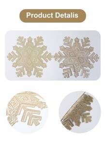 1件金色PVC聖誕雪花餐墊，聖誕主題桌墊，雪花形狀耐熱墊，廚房裝飾桌墊，西式餐桌墊，聖誕裝飾，桌子裝飾，聖誕派對裝飾，聖誕節 - 金色 - 查看 5