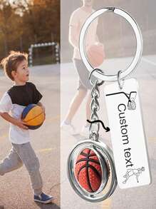 1 件定制篮球吊坠钥匙扣运动励志篮球爱好者礼物，适合送给男朋友、丈夫、家人、朋友、生日、假期/节日、学校、返校礼物的独特礼物 - 彩色 - 查看 1