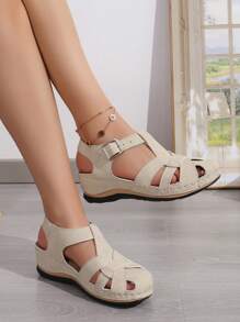 Dép đế mềm thời trang và thoải mái, chống mài mòn, thích hợp cho mùa xuân, hè và thu, dễ dàng sử dụng trong nhiều dịp thường ngày, dép đế xuồng đế xuồng cho nữ - Màu be - Xem 1