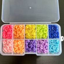 2400PCS Clay Beads For Bracelet Making 24 Colors 6MM Flat Round Polymer Beads Set, 1 Box Disc Heishi Beads With Pendants Letter Beads For Jewelry Necklace Making Kit