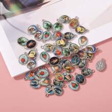 20pcs Mixed Random Catholic Christian Figure Charms For DIY Jewelry Making, Including Jesus Christ, Virgin Mary, Pope, St Jude Etc. - Silver - View 3