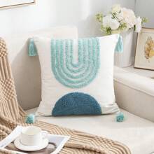 1pc Creative & Fashionable Plush Tasseled Throw Pillow Cover - Multicolor - View 3