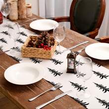 1 Stück Tischläufer aus Zedernholz und weißem Leinen für Weihnachten, 13x72 Zoll, Feiertags Küchen- und Esszimmer Dekoration, Partydekoration, Heimdekoration, Weihnachtsstoff Ornament