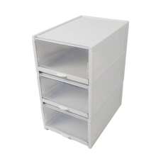 3Pcs Stackable Shoe Box Push Drawer Storage Organizer Shoe Box Clear Cover Gray