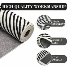 Modern Living Room Home Decor Aesthetics Kitchen Print Area Rug Non Slip Bordered Pet Friendly Indoor Carpet Non Shedding Easy To Clean Mat Throw Rug Low Pile Stain Resistant Floorcover Thin Soft Doormat For Laundry Bedroom Bathroom Bedside Dining Room - Đen và trắng - Xem 5