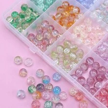 100/360/720pcs 8mm Glass Beads With Cracked Design, DIY Jewelry Necklace Bracelet Accessories Kit - Multicolor - View 4