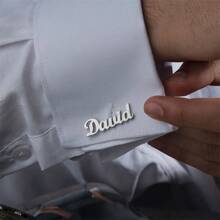 1Pc Personalized Silver Name Cufflinks,  Madam Cufflink For Men, Bride Groom Wedding Cufflink, Gift For Men Madam, Best Gifts ForMother's Day Father's Day