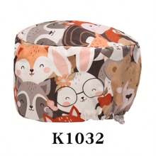 1 pieza Gorro médico con estampado de animales y plantas de dibujos animados, gorro de enfermera dental, gorro quirúrgico de clínica, unisex, para todas las estaciones