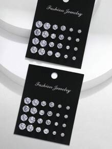 24 chiếc/48 chiếc/72 chiếc Bộ bông tai đính đá Cubic Zirconia tối giản thời trang - Hip Hop, Rap, Hình học, Thiết kế hình tròn - Lý tưởng cho phong cách Punk, Ngày lễ, Tiệc tùng, Trang phục hàng ngày - Bạc - Xem 4