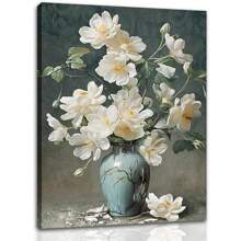 1 Framed Bottle Illustration Picture Decoration, White Floral Poster Decoration, Wall Art Canvas Print, Suitable For Bedroom, Dining Room, Living Room Decoration - Multicolor - View 1