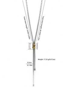 1 chiếc vòng cổ nữ bằng thép không gỉ 2 tông màu hình chữ Y đính ngọc trai thời trang & đa năng, thích hợp để đeo hàng ngày, trang sức thời trang - Nhiều màu - Xem 6