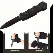 1pc Plastic Expandable Prop Toy Knife, Suitable For Parties, Magic, And Atmosphere Creation - Black - View 1