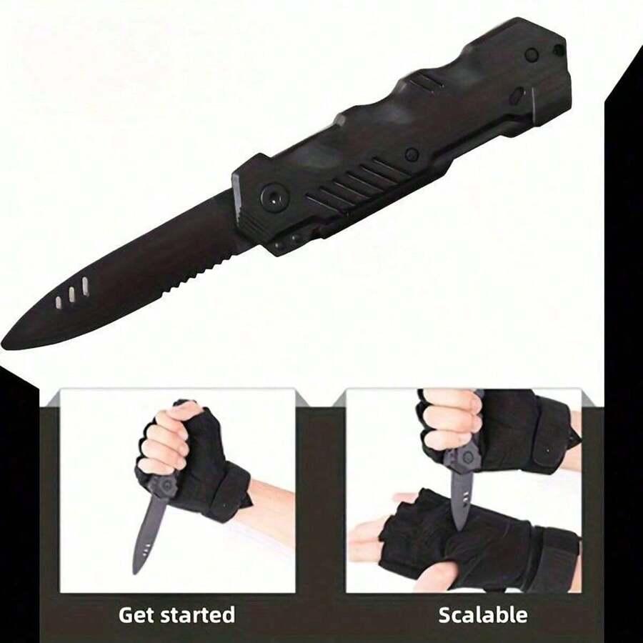 1pc Plastic Expandable Prop Toy Knife, Suitable For Parties, Magic, And Atmosphere Creation - Black - View 1