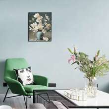 1 Framed Bottle Illustration Picture Decoration, White Floral Poster Decoration, Wall Art Canvas Print, Suitable For Bedroom, Dining Room, Living Room Decoration - Multicolor - View 2