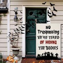 1 件 Nautrespasinwe' 已退休 Ben Heidingter Bodis 标志黑猫花园旗万圣节装饰户外趣味旗帜露台派对墓碑装饰无旗杆 - 白色 - 查看 4