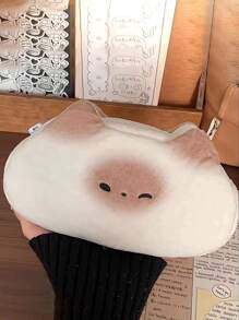 1 件可爱法式烤面包铅笔盒大容量超可爱有趣的文具袋创意柔软收纳袋猫形便携耐用适合学生在校使用 - 彩色 - 查看 5