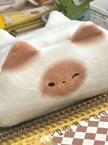 1 件可爱法式烤面包铅笔盒大容量超可爱有趣的文具袋创意柔软收纳袋猫形便携耐用适合学生在校使用 - 彩色 - 查看 10