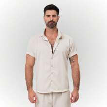 Raw Linen Shirt - Exclusive Line Size: M - Beis - Ver 2