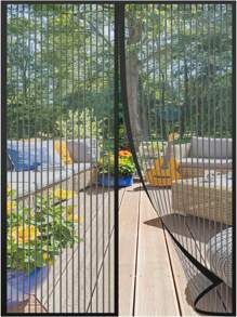 Cortina Para puerta Magnética, 100X210 tipo Malla para Mosquitera, Puerta Anti-Mosquitos con Sello Magnético de Cierre Automático Hermético para Sala recamara - Negro - Ver 1