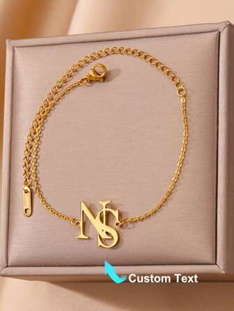 Aangepaste naam enkelbandje voor vrouwen roestvrij staal aangepaste overlappende beginletter beenketting enkelband gepersonaliseerde voet sieraden accessoires cadeau