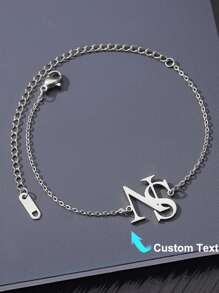 Tobillera personalizada con nombre para mujer, material de acero inoxidable, letras superpuestas personalizables, tobillera de cadena para la pierna, accesorio de joyería personalizado para el pie, regalo - amarillo dorado - Ver 5