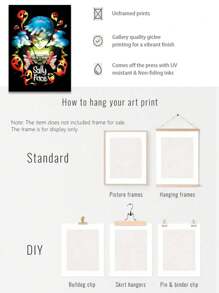 1 pieza, Pintura de impresión en lienzo, Diablo de dibujos animados de Halloween, Chica, Póster de juego de música, Artículo de decoración de la habitación, Póster de arte de pared sin marco, Decoración de fondo del sofá de la sala de estar, Decoración del vestíbulo del pasillo, Decoración del hogar, Decoración del dormitorio, Decoración del baño, Decoración de la habitación, Decoración de oficina, Decoración escolar, Regalo de arte, Embalaje de seguridad de tubo rígido de PVC - Multicolor - Ver 8