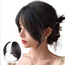 2 件装合成 10 英寸中分法式刘海，女士左侧和右侧刘海，自然无缝刘海接发