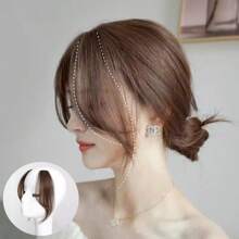 2 件装合成 10 英寸中分法式刘海，女士左侧和右侧刘海，自然无缝刘海接发