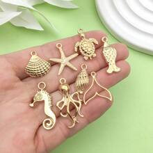 30pcs Mixed KC Golden Sea Ocean Marine Life Starfish Charms For Bulk Summer Jewelry Necklace Earrings Bracelet Making DIY Craft Accessories - Gold - View 5