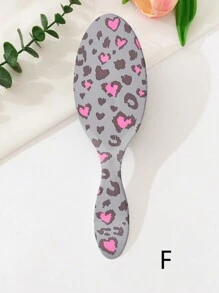 1 Pente Escova para Couro Cabeludo Massageador de Tamanho Grande com Estampa de Leopardo, Almofada de Ar Suave para Cabelos Cacheados, Dia dos Namorados