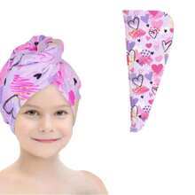 1pc Children Geometric Printed Quick Drying Microfiber Hair Wrap, Soft Absorbent Bath Towel Hat, Suitable For Long & Short Hair, Perfect Gift For Girls