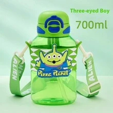 1pc 700ml Disney Summer Plastic Water Bottle Large Capacity Portable Double Lid With Straw And Direct Drinking Cup Leak Proof Design - Multicolor - View 7